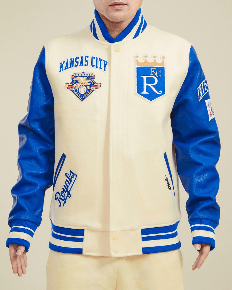 Men's Kansas City Royals MLB Retro Classic Rib Wool Varsity Jacket