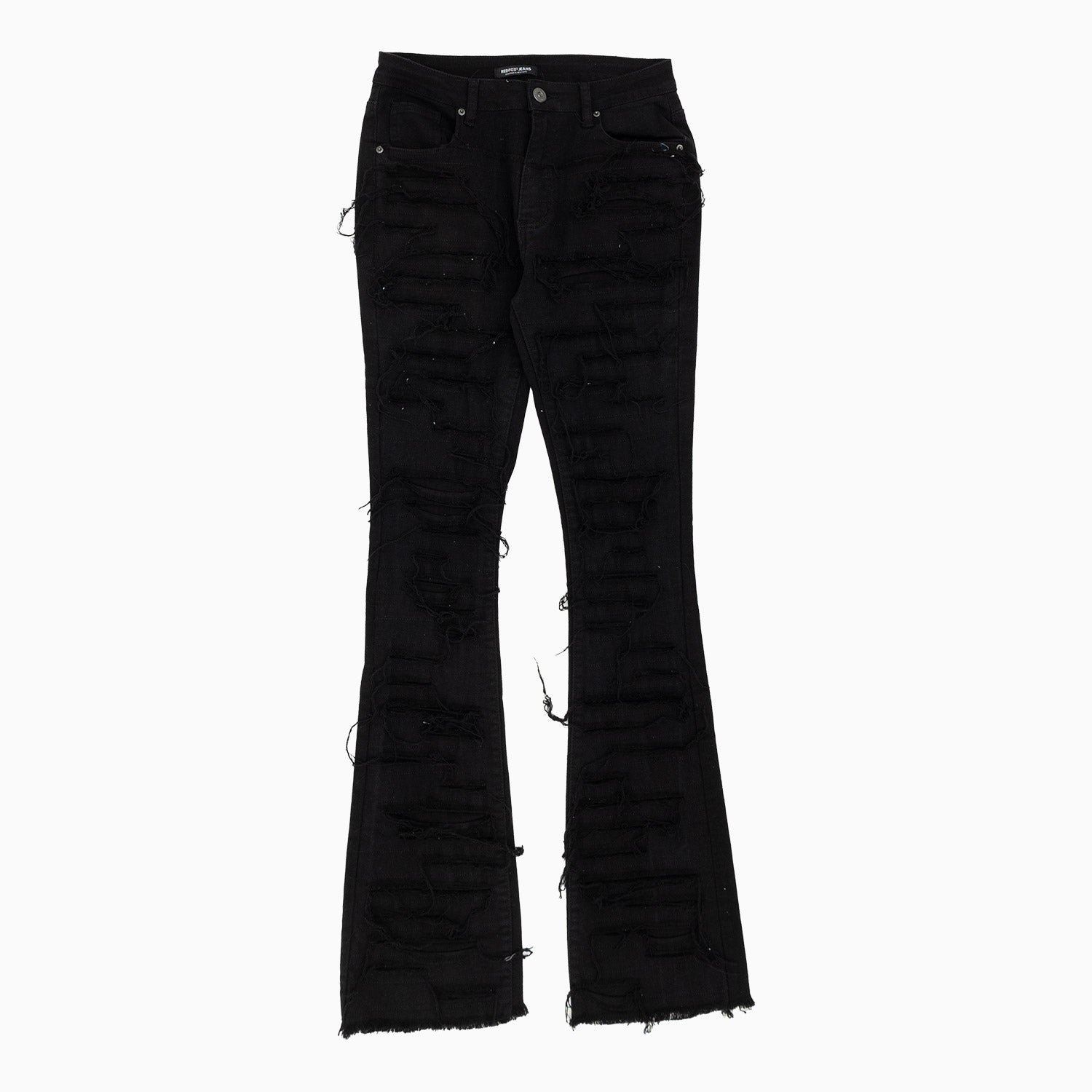 red-fox-womens-heavy-twill-dist-stacked-frayed-denim-pant-pa4422-jetblk