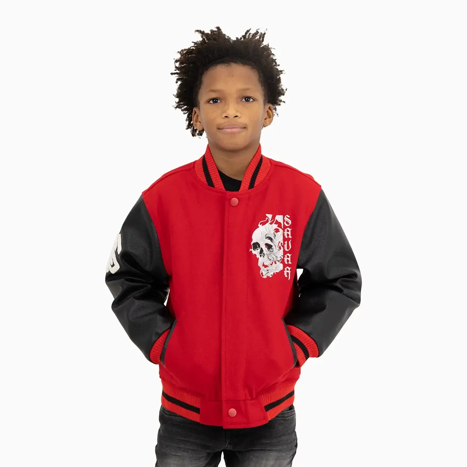 Kid's Skull Smoke Wool Varsity Jacket