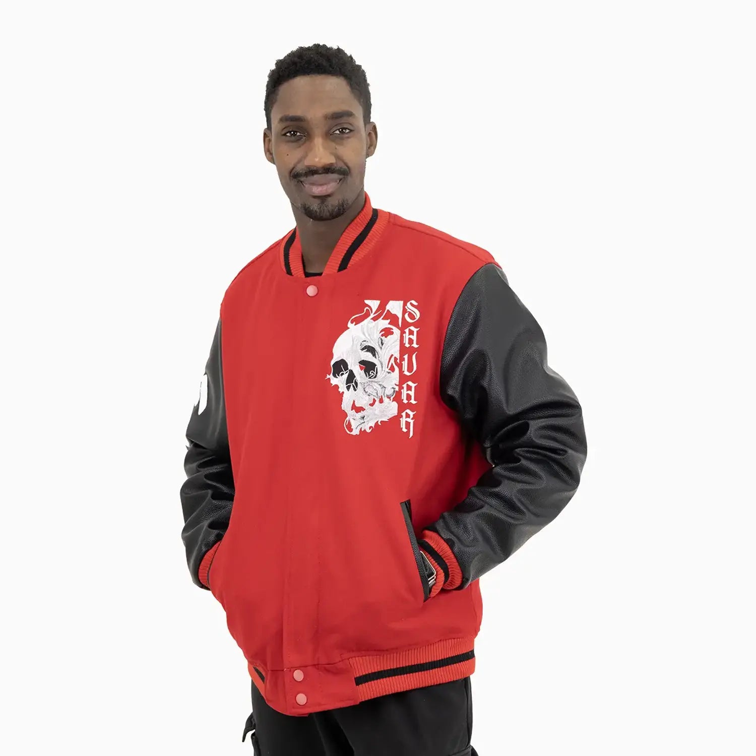 Men's Skull Smoke Wool Varsity Jacket