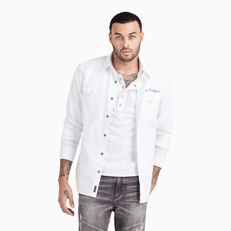 True Religion Men's Triple Needle Western Shirt