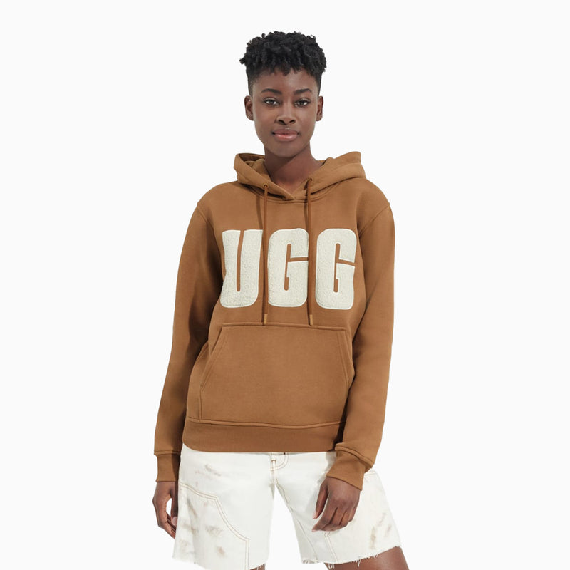 UGG Women's Rey Fluff Logo Hoodie Pull Over Hoodie