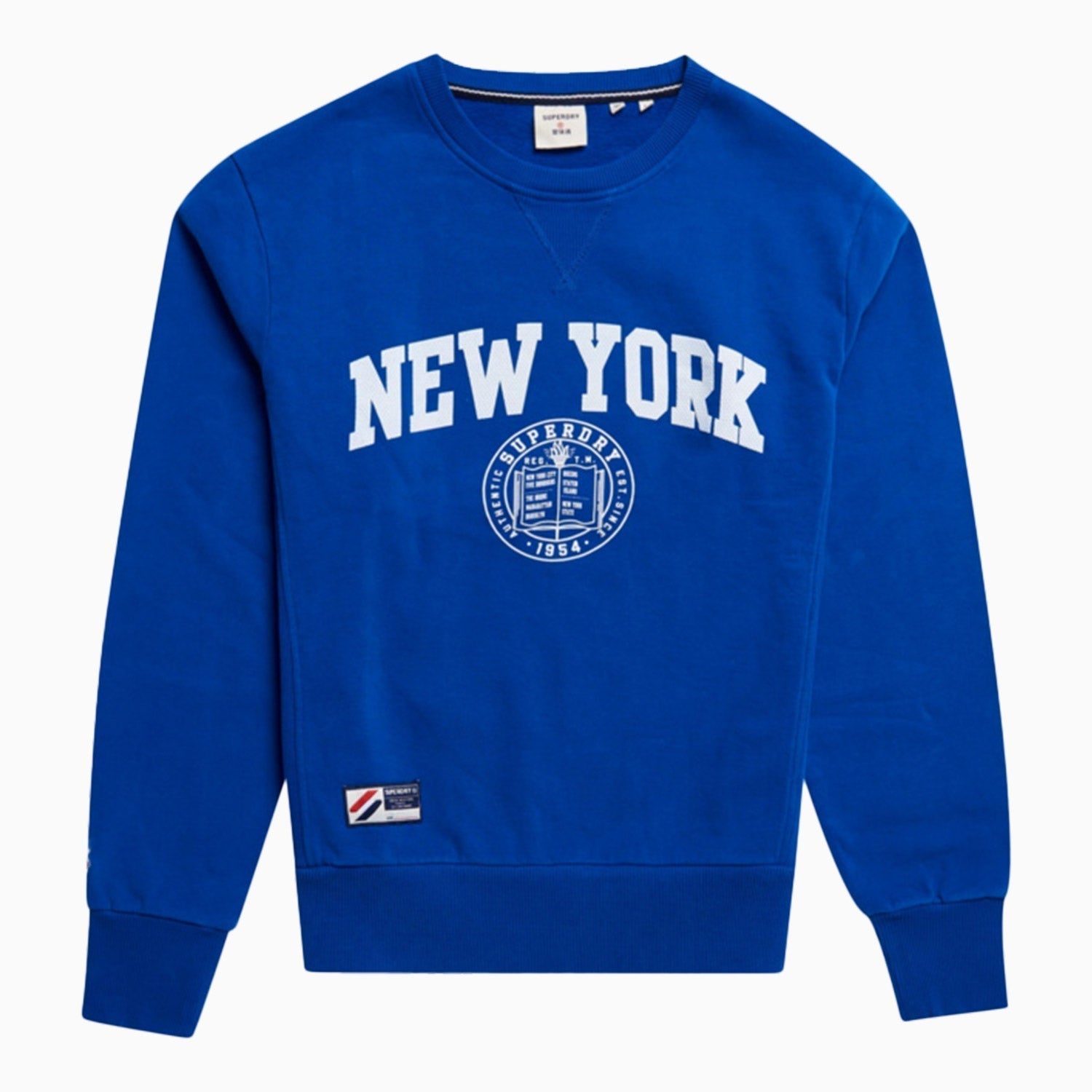 Superdry Men's City College Crew Neck Sweatshirt - Color: Mazarine Blue - Tops and Bottoms USA -